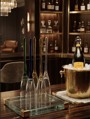 Long stem hand blown champagne - blown,