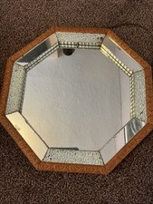 Beautiful Art-Deco 1930s  Framed Hexagonal Mirror Recessed To Glass