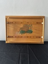 Vintage 1950s New Zealand Inlay Specimen Wood Timber Serving Tray Kiwi Bird
