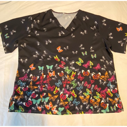 Butterfly print neck - butterfly, scrub