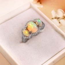 Natural Fire Opal & Diamond