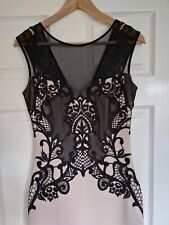 Lipsy Nude Blush Black Lace Full Length Formal Dress Gown 10