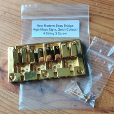 New NOS Modern High Mass Style Bass Guitar Bridge Four String 60mm Spacing Gold