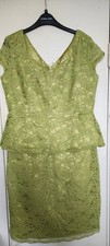 Olive Green Lace Peplum Dress