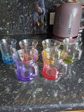 Set Of 6 Coloured Glass Bottom