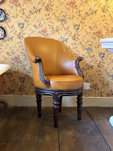 Victorian leather tub chair - a,