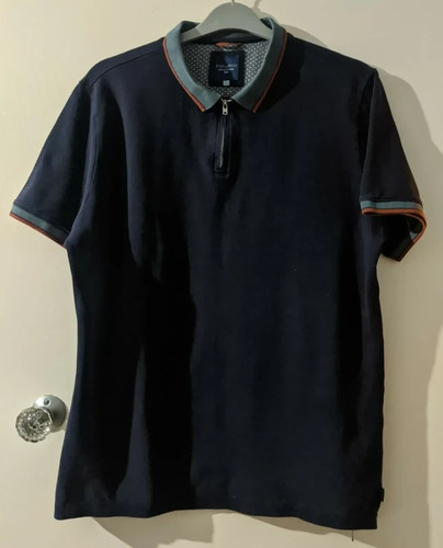 Steel jelly mens navy polo - &,