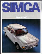 Simca 1000 1968-1969 French Market Single Sheet Sales Brochure
