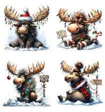 4x Christmas Moose Set 2