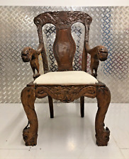 19th Antique Century Finely Carved Rosewood dragon head oriental armchair