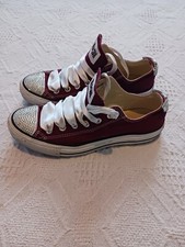 Converse All Star Trainers Red Siver Sequins Personalised Bespoke UK Size 6 