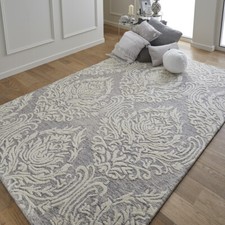 Damask Burst of White on Grey