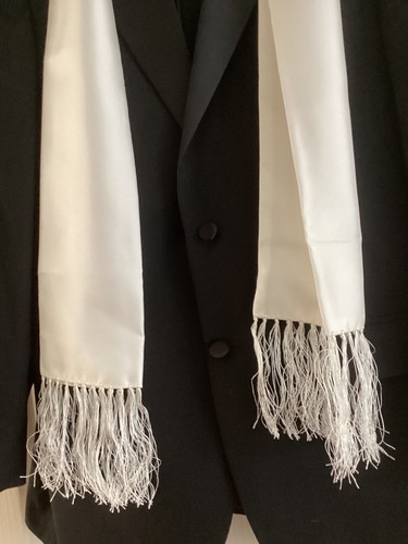 Silk fringed white gents - gents, dress