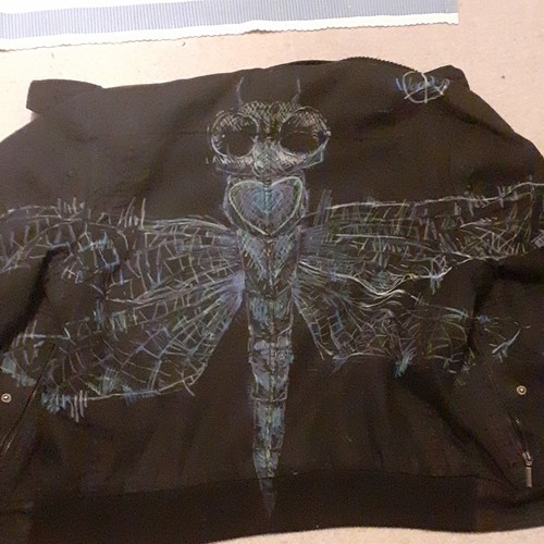 Black painted bomber jacket