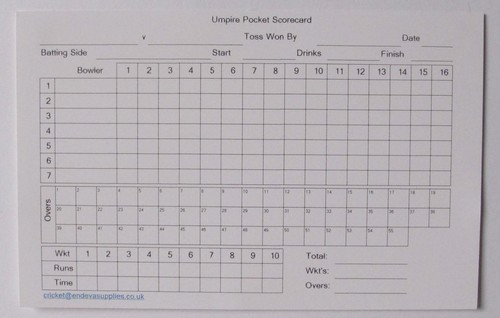 Cricket umpire match cards - cricket,