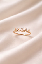 Crown ring rose - cz, plated