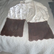 Vintage Cream Crushed Velvet Shawl Incorporating Fur Muff / winter wedding 
