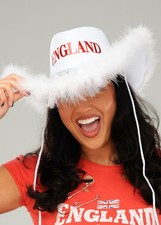 Womens England White Fluffy