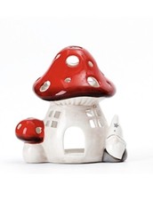 Ceramic Mushroom / Toadstool Tealight Holder with Gonk 11cm - Red - Brand New