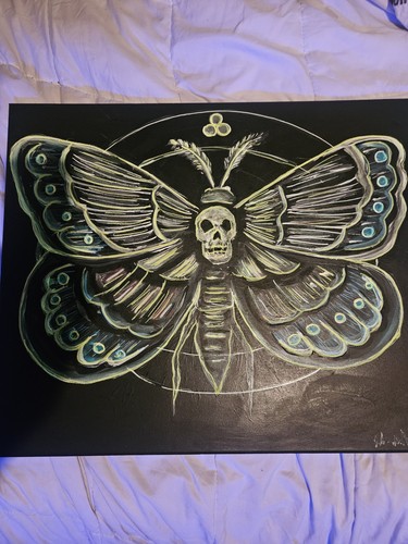 Death head moth - head, 16x20