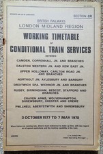 Midland Region Working Timetable CR Conditional Cross London, Crewe Oct 77