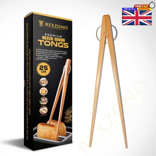 25cm wooden toaster - 25cm, tongs