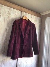 Vintage C & A Plum Velvet Blazer Jacket Size 10 Fully Lined