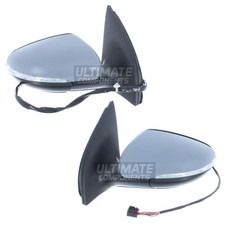 VW Golf Mk6 2009-2013 Electric Power Folding Wing Door Mirrors Primed Cover Pair