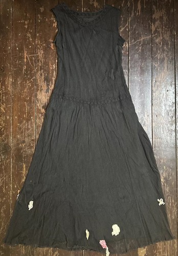Vtg 30s black lace fishnet - black,
