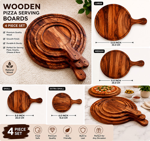 Sheesham wood pizza board set - sheesham,