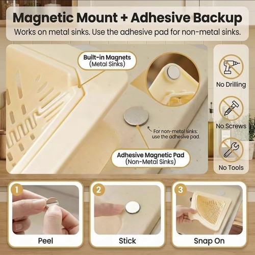 Magnetic corner sink strainer - sink,