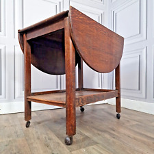 Vintage Drinks Cocktail Trolley Drop Leaf Table Tea Mid Century Oak Solid Wooden