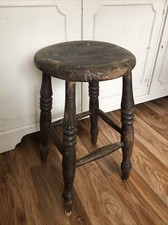 Antique Victorian Very Old Kitchen Chair Bar Stool Wooden