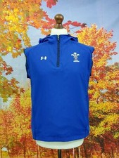 Wales Rugby Union blue Under Armour hooded Gilet.  UK boy's age 13, age 14