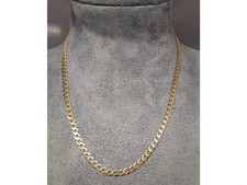 9K YELLOW GOLD CURB NECKLACE j048800222177 *