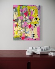 Hand Painted Abstract Modern Art Canvas 30x23cm Vibrant Color Wall Decor Artwork