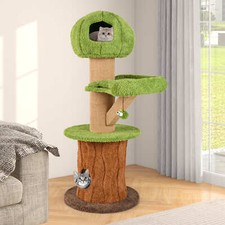Modern Kitty Play& Rest House Activity Center Mushroom Cat Tree-Green