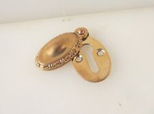 Victorian Copper Keyhole Cover Escutcheon Plate Old Antique Bronze Oval Beading