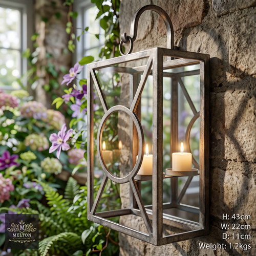 Wall candle lantern mirrored - candle,