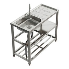 STAINLESS STEEL CAMPING SINK WASH BASIN FISHING OUTDOOR FESTIVAL BBQ CLEANING