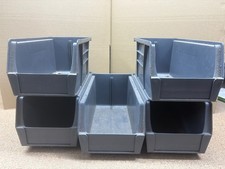 5x Plastic Shelf Bins GREY Linbin Storage Garage Shelving Van Box 280x140x130