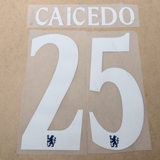Caicedo #25 Chelsea Home Nameset Player Size White 2025/2026 Heatpress Iron On
