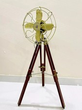 Brass Antique Floor Standing Electric Fan Royal Navy London Fan With Wood Tripod
