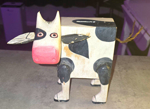 Vintage wooden moneybox cow - wooden,