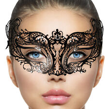 Venetian Lace Masquerade Mask | Delicate Black Metal Mask | Filigree Diamante