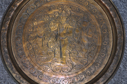 Vintage brass charger plate - charger,