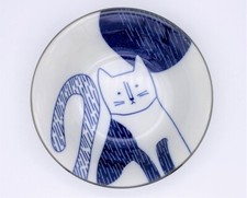 Japanese Mino Ware Cat Plate