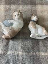 Pair of Lladro cat figurines