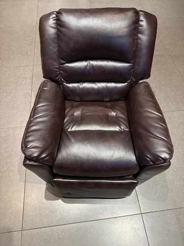 Kids brown leather recliner - leather,