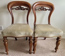 Antique Pair of Walnut Balloon Back Hall Chairs ,William IV-early Victorian